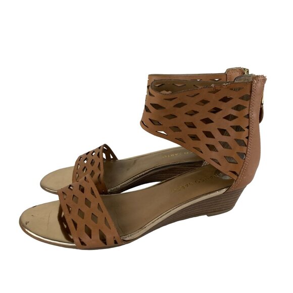 Franco Sarto Womens sz 7 Brown Leather Gladiator Sandals Ankle Strap - Picture 1 of 6